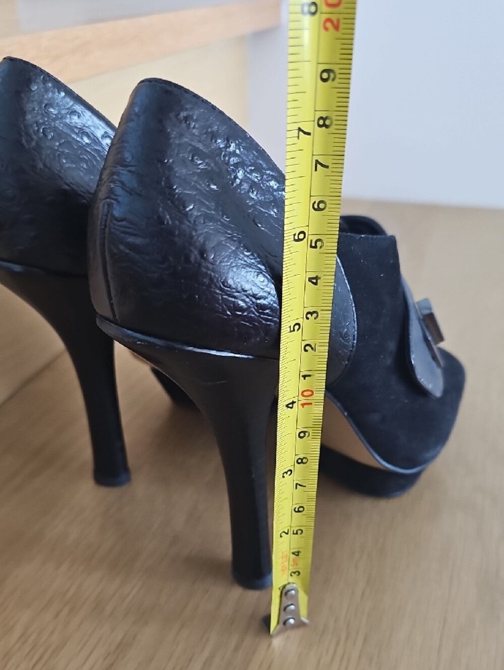 Nine West Black Leather & Suede Peep-Toe Buckle Mules - Picture 4 of 5